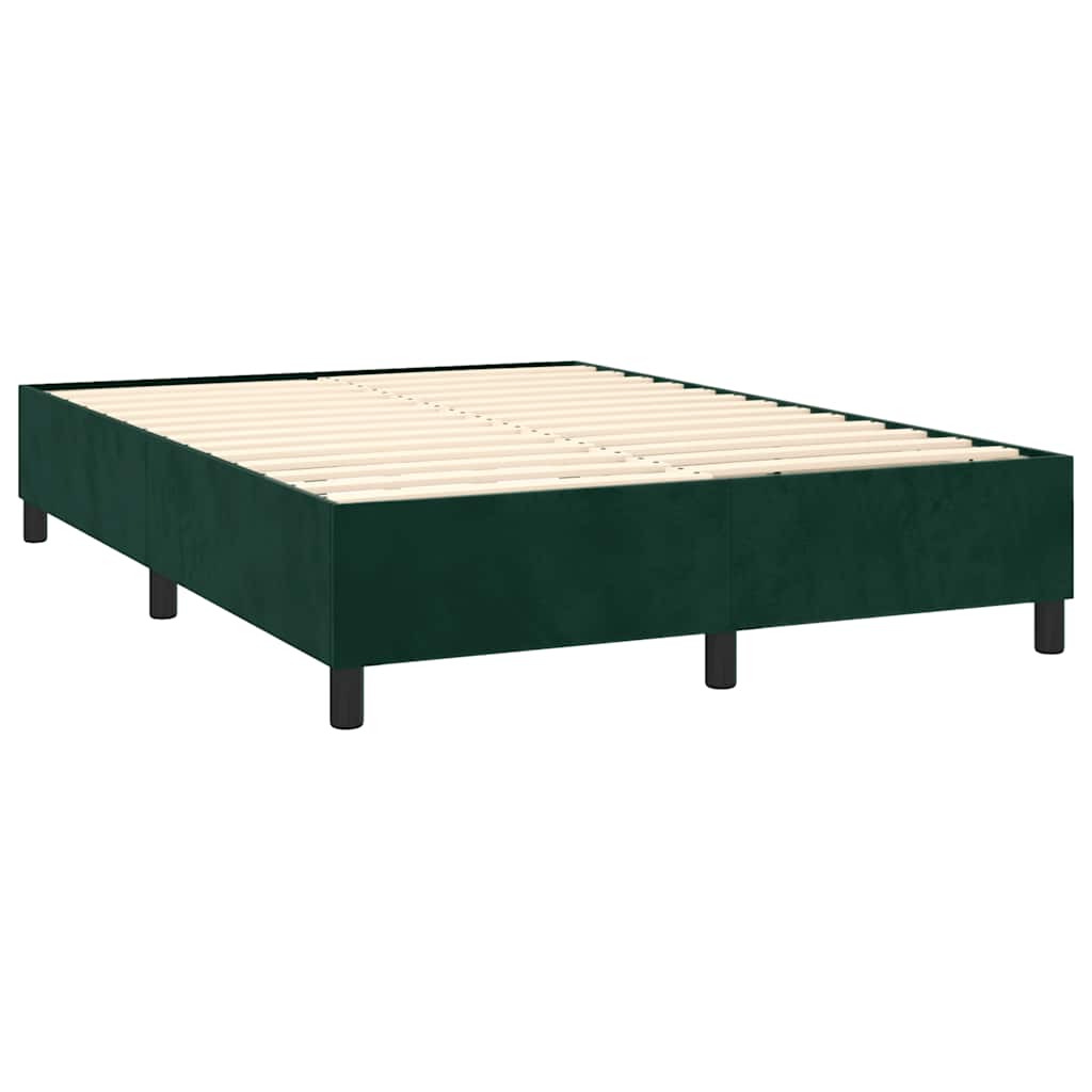 Κρεβάτι Boxspring με Στρώμα Σκούρο Πράσινο 140x190εκ. Βελούδινο