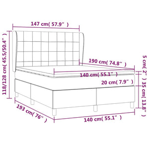 Κρεβάτι Boxspring με Στρώμα Σκούρο Πράσινο 140x190εκ. Βελούδινο