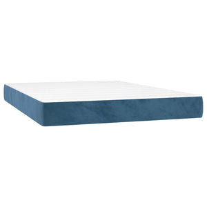 Κρεβάτι Boxspring με Στρώμα Σκούρο Μπλε 140x200 εκ. Βελούδινο - Pakobazaar