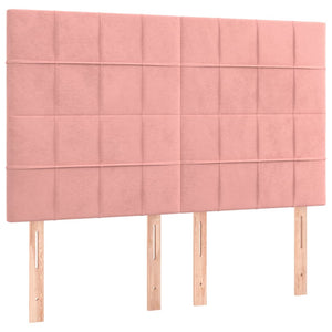 Κρεβάτι Boxspring με Στρώμα Ροζ 140x200 εκ. Βελούδινο