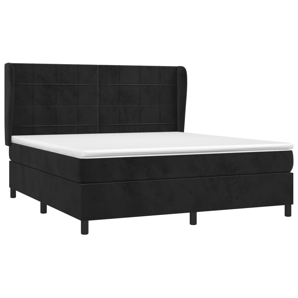 Κρεβάτι Boxspring με Στρώμα Μαύρο 160x200 εκ. Βελούδινο