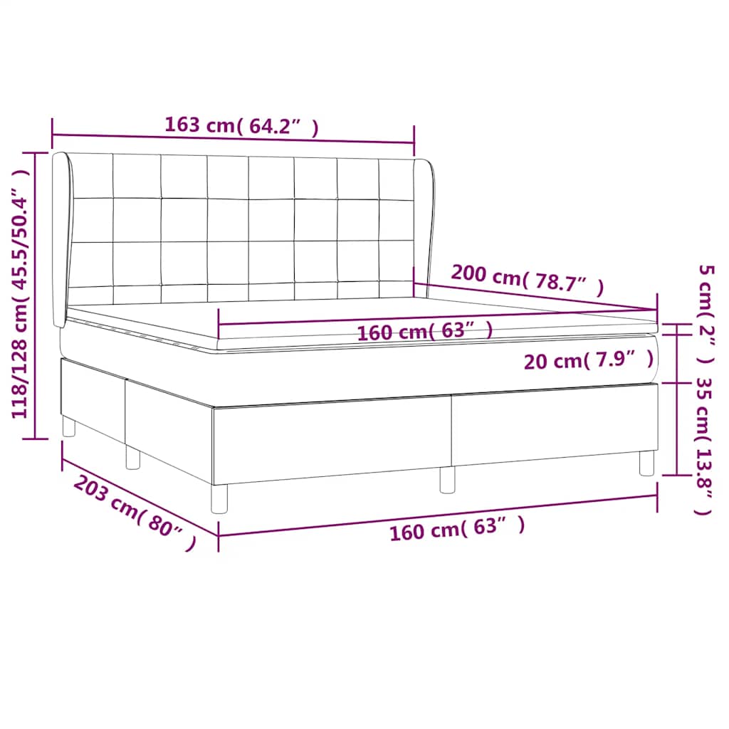 Κρεβάτι Boxspring με Στρώμα Σκούρο Πράσινο 160x200εκ. Βελούδινο