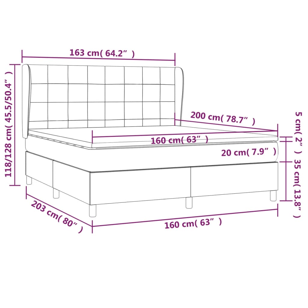 Κρεβάτι Boxspring με Στρώμα Σκούρο Μπλε 160x200 εκ. Βελούδινο