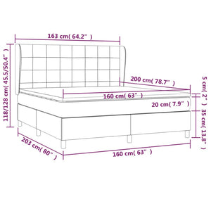 Κρεβάτι Boxspring με Στρώμα Σκούρο Μπλε 160x200 εκ. Βελούδινο