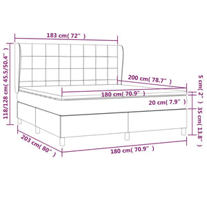 Κρεβάτι Boxspring με Στρώμα Σκούρο Γκρι 180x200 εκ. Βελούδινο