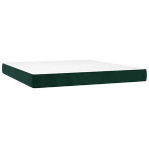 Κρεβάτι Boxspring με Στρώμα Σκούρο Πράσινο 180x200εκ. Βελούδινο