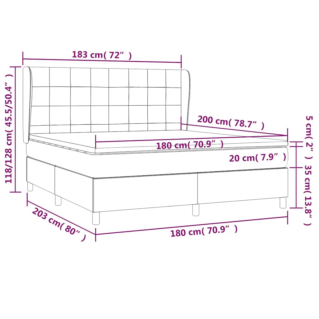 Κρεβάτι Boxspring με Στρώμα Σκούρο Πράσινο 180x200εκ. Βελούδινο