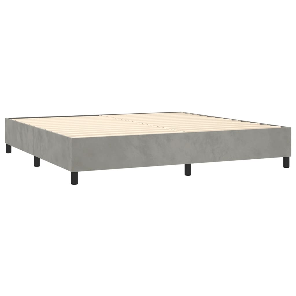 Κρεβάτι Boxspring με Στρώμα Ανοιχτό Γκρι 200x200 εκ. Βελούδινο - Pakobazaar