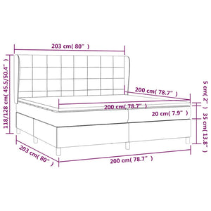 Κρεβάτι Boxspring με Στρώμα Σκούρο Γκρι 200x200 εκ. Βελούδινο