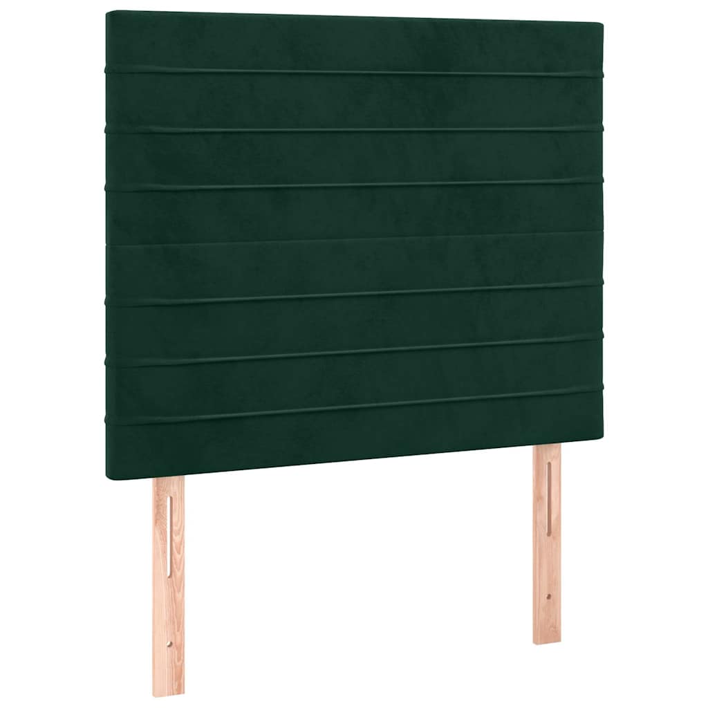 Κρεβάτι Boxspring με Στρώμα Σκούρο Πράσινο 90x200 εκ. Βελούδινο