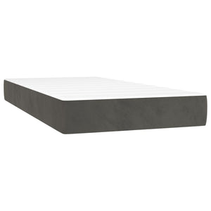 Κρεβάτι Boxspring με Στρώμα Σκούρο Γκρι 100x200 εκ. Βελούδινο