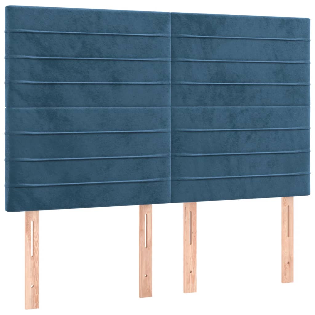 Κρεβάτι Boxspring με Στρώμα Σκούρο Μπλε 140x190 εκ. Βελούδινο