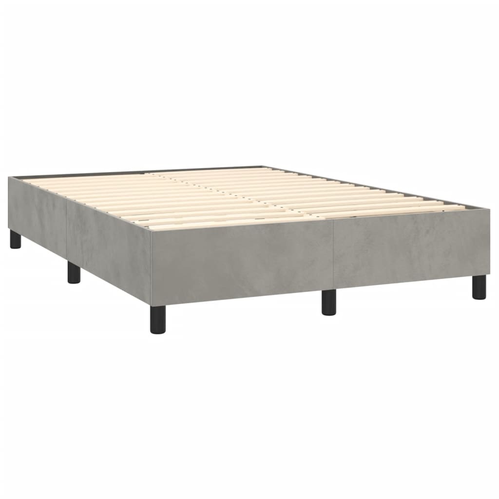 Κρεβάτι Boxspring με Στρώμα Ανοιχτό Γκρι 140x200 εκ. Βελούδινο