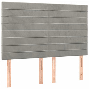 Κρεβάτι Boxspring με Στρώμα Ανοιχτό Γκρι 140x200 εκ. Βελούδινο