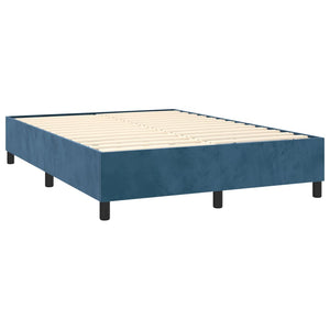 Κρεβάτι Boxspring με Στρώμα Σκούρο Μπλε 140x200 εκ. Βελούδινο