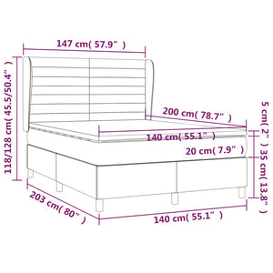 Κρεβάτι Boxspring με Στρώμα Σκούρο Μπλε 140x200 εκ. Βελούδινο