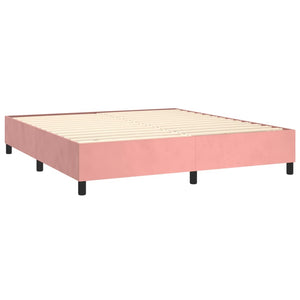 Κρεβάτι Boxspring με Στρώμα Ροζ 160x200 εκ. Βελούδινο