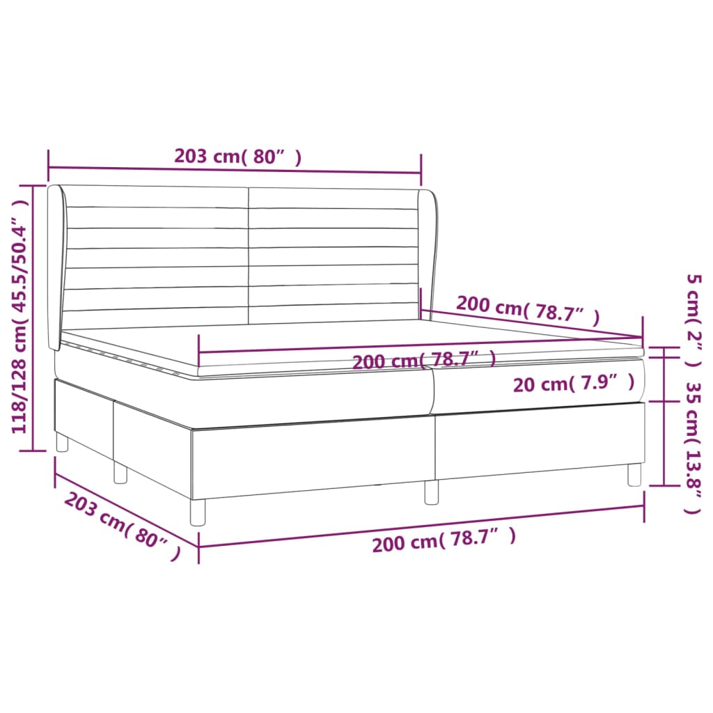 Κρεβάτι Boxspring με Στρώμα Σκούρο Γκρι 200x200 εκ. Βελούδινο