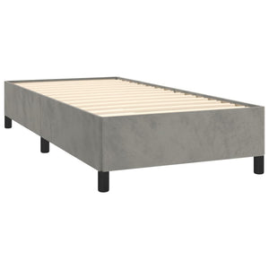 Κρεβάτι Boxspring με Στρώμα Ανοιχτό Γκρι 90x200 εκ. Βελούδινο