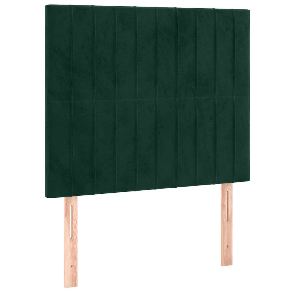 Κρεβάτι Boxspring με Στρώμα Σκούρο Πράσινο 90x200 εκ. Βελούδινο
