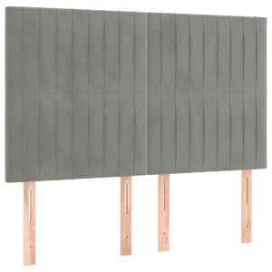 Κρεβάτι Boxspring με Στρώμα Ανοιχτό Γκρι 140x190 εκ. Βελούδινο