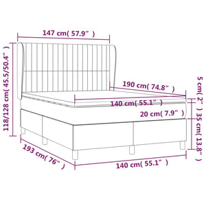 Κρεβάτι Boxspring με Στρώμα Ανοιχτό Γκρι 140x190 εκ. Βελούδινο