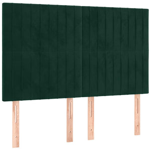 Κρεβάτι Boxspring με Στρώμα Σκούρο Πράσινο 140x190εκ. Βελούδινο