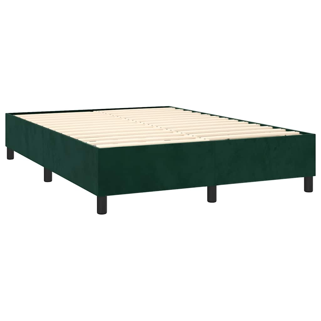 Κρεβάτι Boxspring με Στρώμα Σκούρο Πράσινο 140x200εκ. Βελούδινο