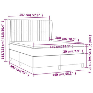 Κρεβάτι Boxspring με Στρώμα Σκούρο Πράσινο 140x200εκ. Βελούδινο