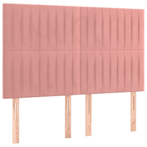 Κρεβάτι Boxspring με Στρώμα Ροζ 140x200 εκ. Βελούδινο