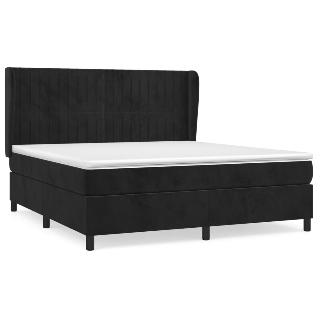 Κρεβάτι Boxspring με Στρώμα Μαύρο 160x200 εκ. Βελούδινο