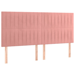 Κρεβάτι Boxspring με Στρώμα Ροζ 160x200 εκ. Βελούδινο