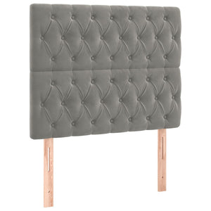 Κρεβάτι Boxspring με Στρώμα Ανοιχτό Γκρι 90x190 εκ. Βελούδινο
