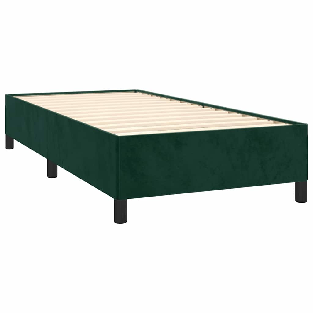 Κρεβάτι Boxspring με Στρώμα Σκούρο Πράσινο 90x200 εκ. Βελούδινο