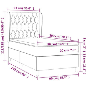 Κρεβάτι Boxspring με Στρώμα Σκούρο Πράσινο 90x200 εκ. Βελούδινο