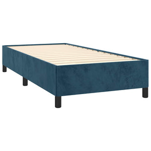 Κρεβάτι Boxspring με Στρώμα Σκούρο Μπλε 90x200 εκ. Βελούδινο - Pakobazaar