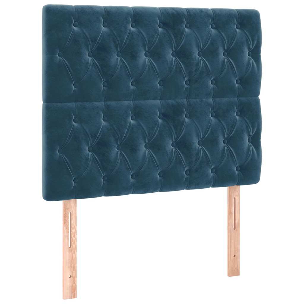 Κρεβάτι Boxspring με Στρώμα Σκούρο Μπλε 90x200 εκ. Βελούδινο - Pakobazaar