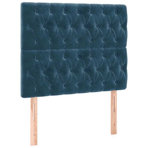 Κρεβάτι Boxspring με Στρώμα Σκούρο Μπλε 90x200 εκ. Βελούδινο - Pakobazaar