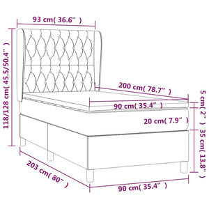 Κρεβάτι Boxspring με Στρώμα Σκούρο Μπλε 90x200 εκ. Βελούδινο - Pakobazaar