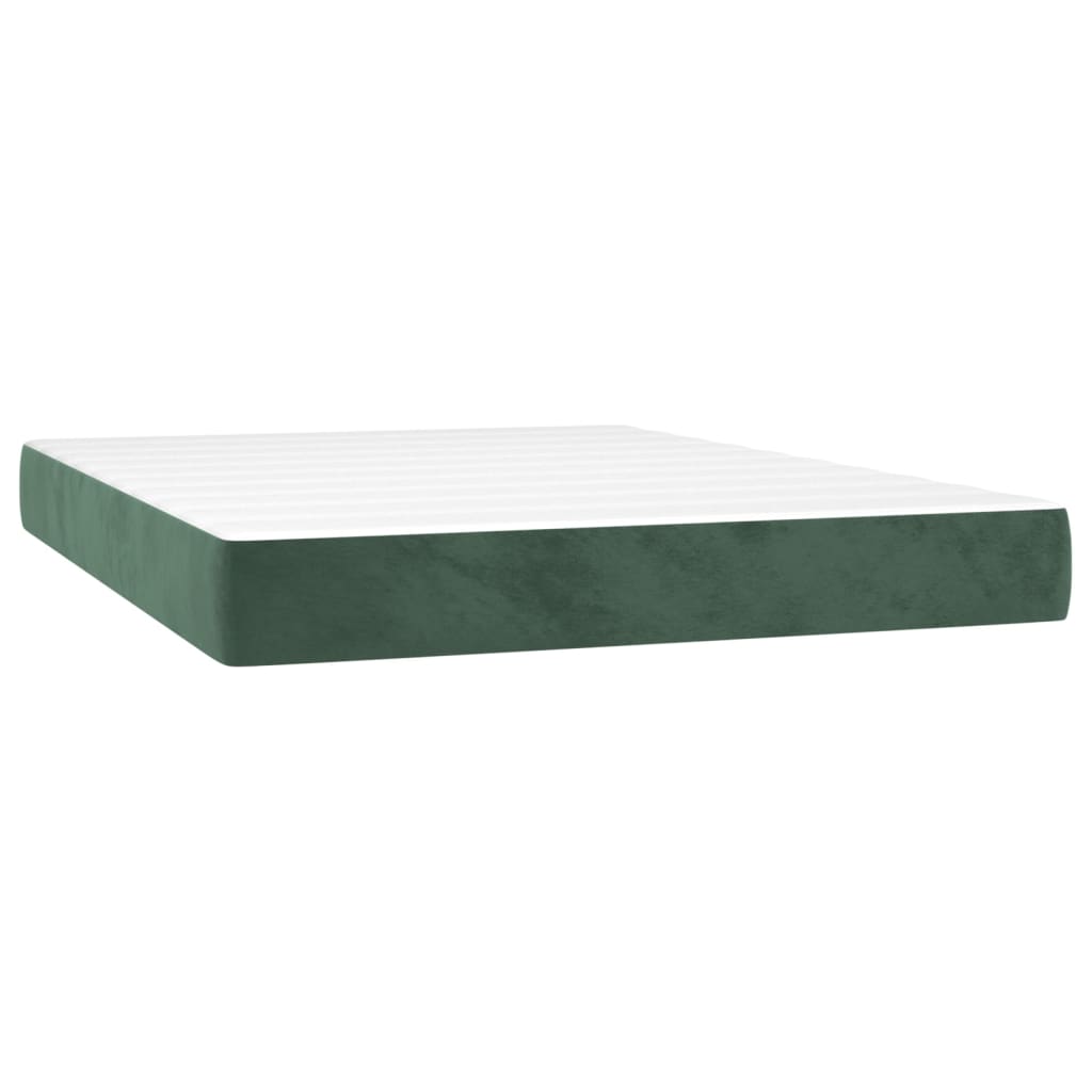 Κρεβάτι Boxspring με Στρώμα Σκούρο Πράσινο 140x190εκ. Βελούδινο