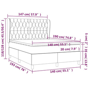 Κρεβάτι Boxspring με Στρώμα Σκούρο Πράσινο 140x190εκ. Βελούδινο - Pakobazaar