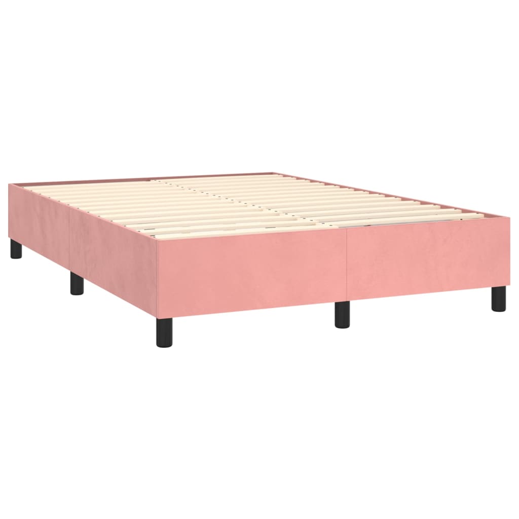 Κρεβάτι Boxspring με Στρώμα Ροζ 140x190 εκ. Βελούδινο - Pakobazaar