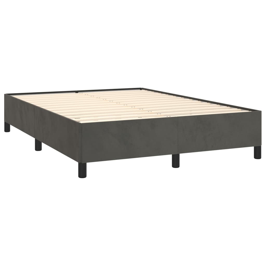 Κρεβάτι Boxspring με Στρώμα Σκούρο Γκρι 140x200 εκ. Βελούδινο