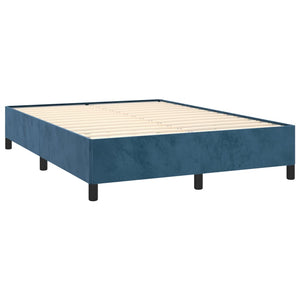 Κρεβάτι Boxspring με Στρώμα Σκούρο Μπλε 140x200 εκ. Βελούδινο