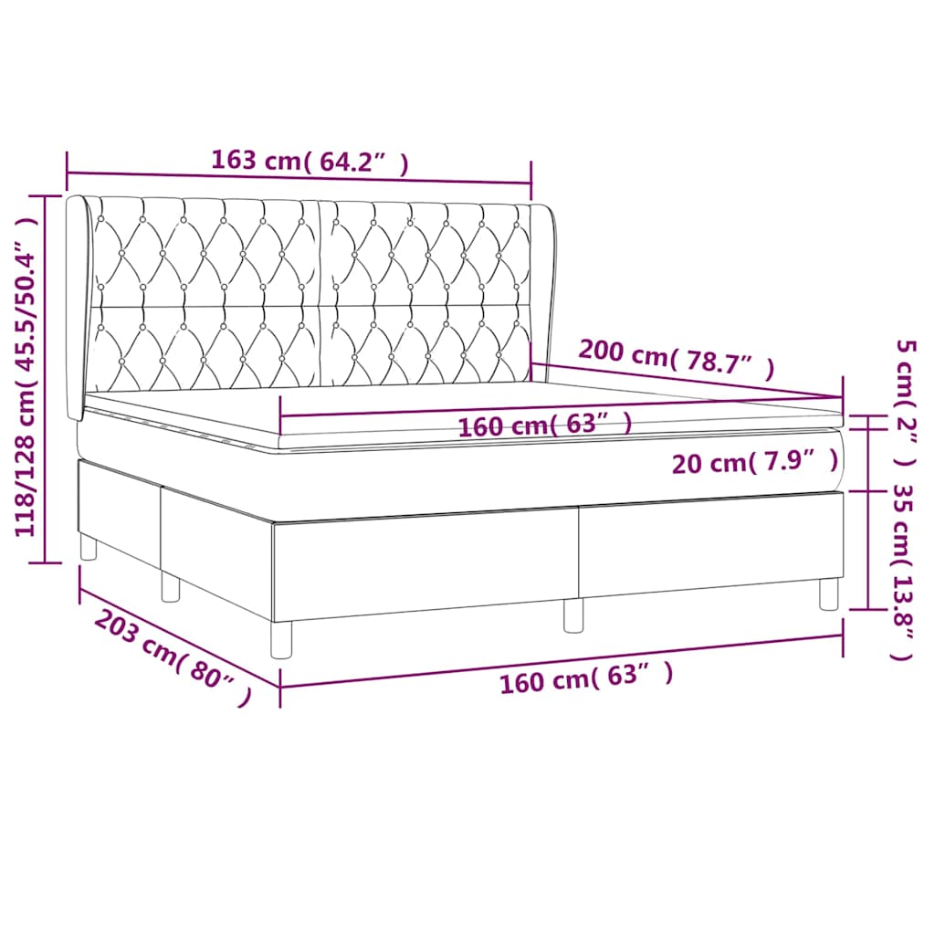Κρεβάτι Boxspring με Στρώμα Σκούρο Πράσινο 160x200εκ. Βελούδινο