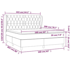 Κρεβάτι Boxspring με Στρώμα Σκούρο Πράσινο 160x200εκ. Βελούδινο