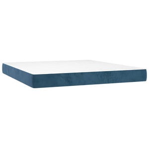 Κρεβάτι Boxspring με Στρώμα Σκούρο Μπλε 160x200 εκ. Βελούδινο