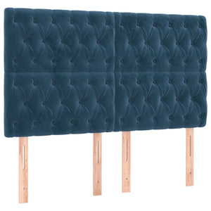 Κρεβάτι Boxspring με Στρώμα Σκούρο Μπλε 160x200 εκ. Βελούδινο