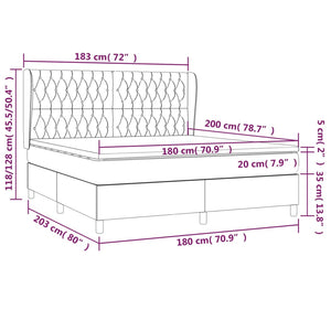 Κρεβάτι Boxspring με Στρώμα Σκούρο Γκρι 180x200 εκ. Βελούδινο