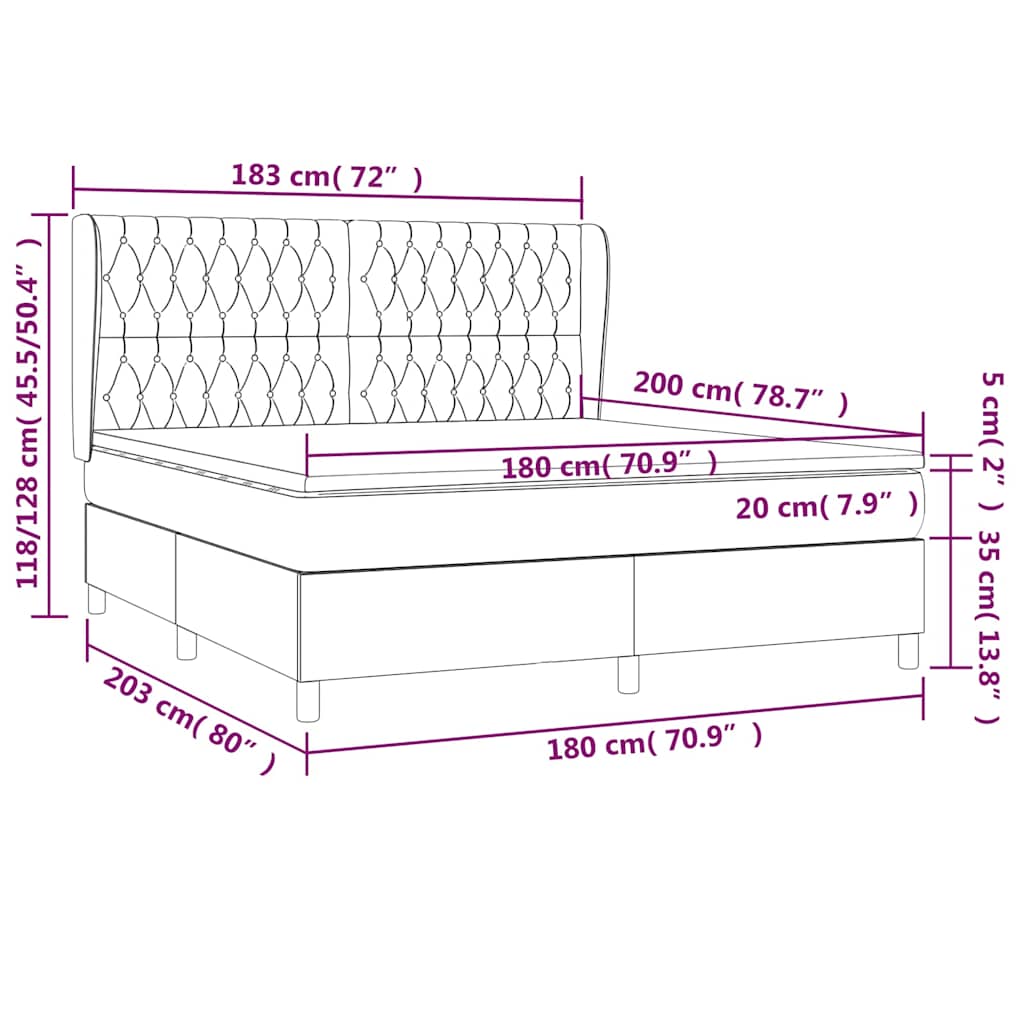Κρεβάτι Boxspring με Στρώμα Σκούρο Πράσινο 180x200εκ. Βελούδινο